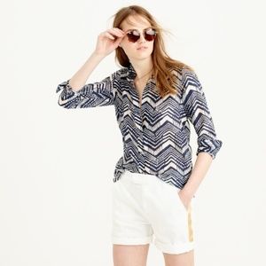 J Crew silk/cotton button down on multi chevron